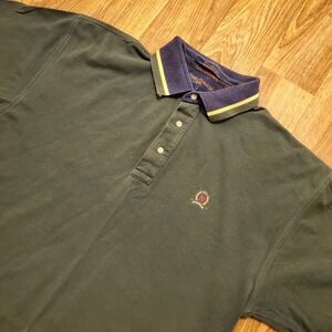 Vintage 90s Tommy Hilfiger Golf Shirt Men XL Olive Green Kiawah‎ Ocean Course